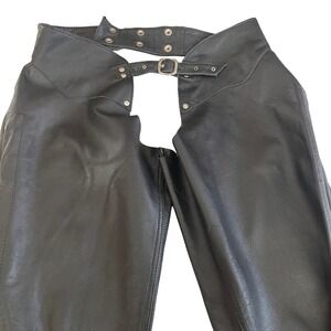 Open Road Leather Chaps Motorcycle Biker Riding Pants Size M Made Korea